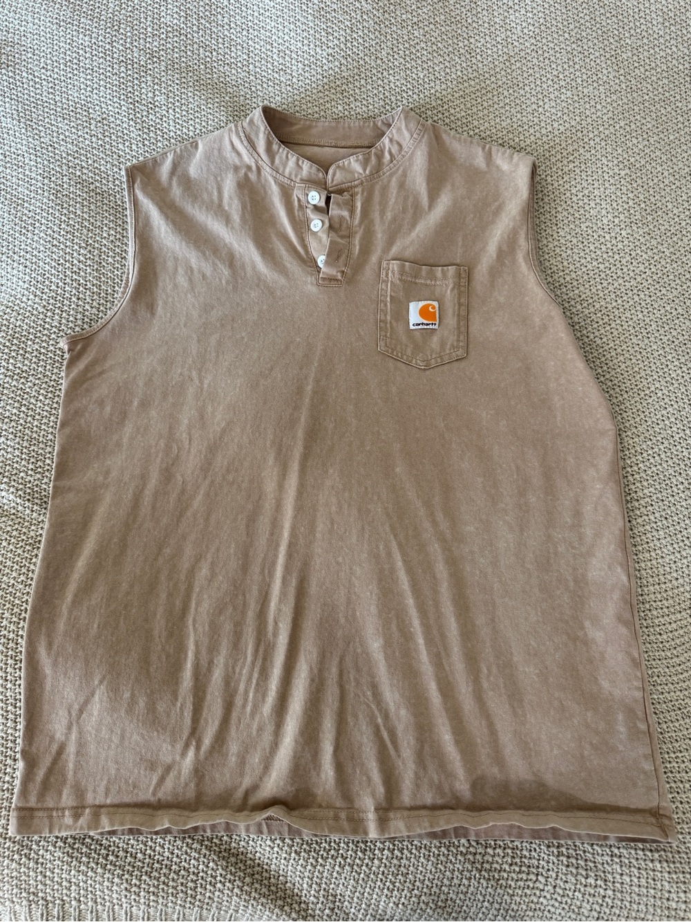 Carhartt Sleeveless Henley Pocket Tank - Tan Brown